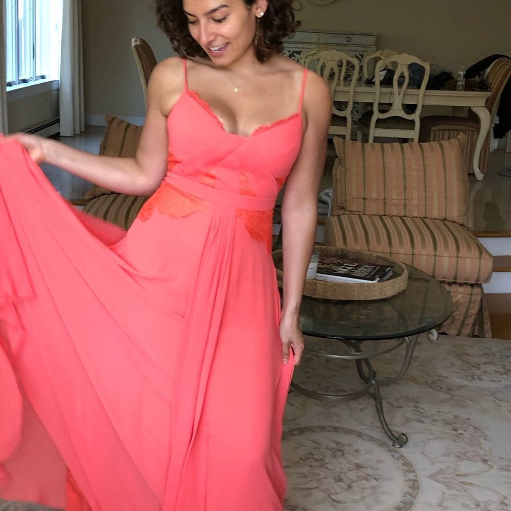 𝅺bcbg MaxAzria Antonea coral lace evening dress size 4 prom wedding